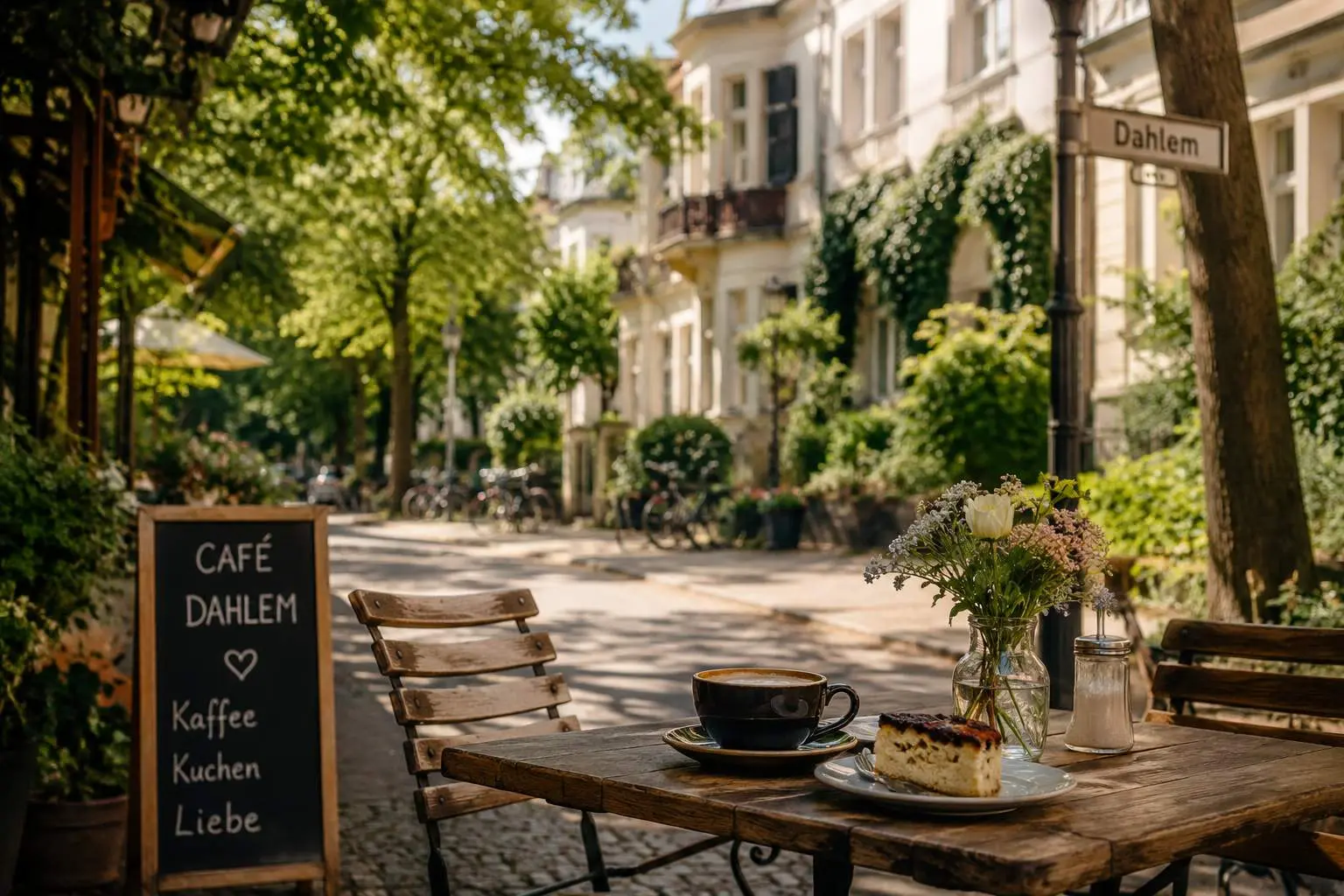 Malerische Straße mit Altbauten in Berlin Dahlem
