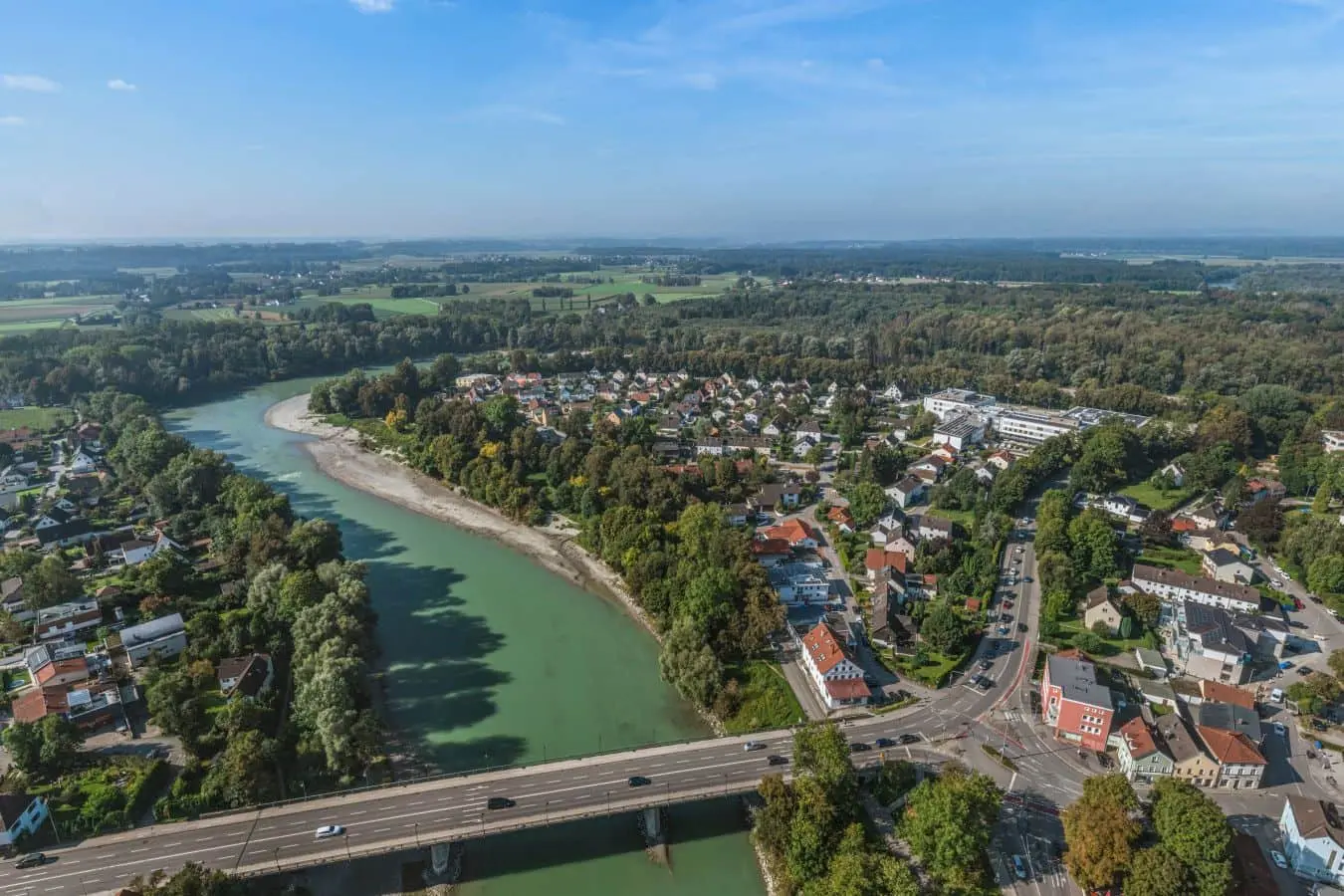 Mühldorf am Inn - Ausblick auf die Inn-Schleife im Süden der Stadt