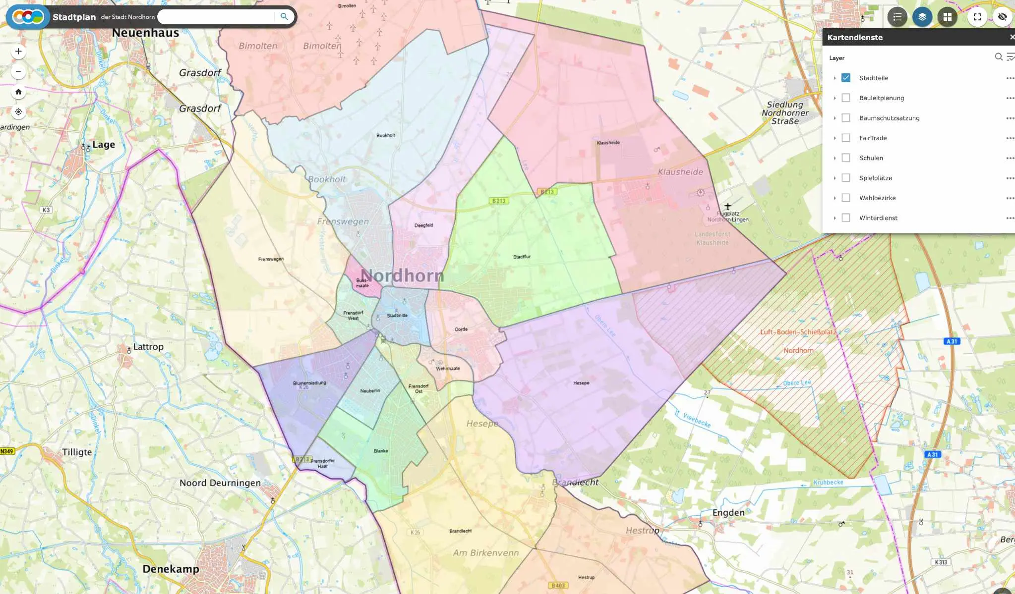 Stadtkarte von Nordhorn